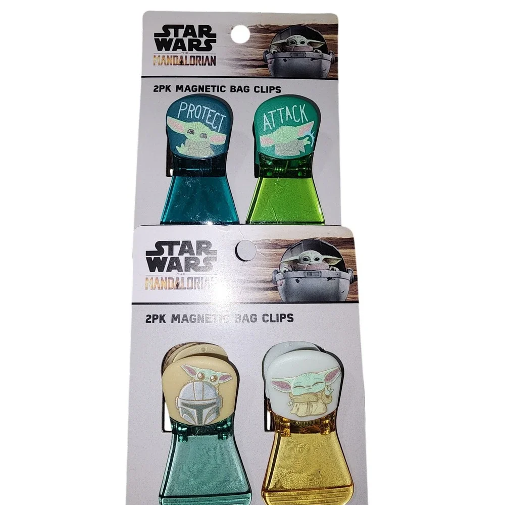 Star Wars Mandalorian Grogu Kitchen Towels and Magnetic Bag Clips 6pc Bundle